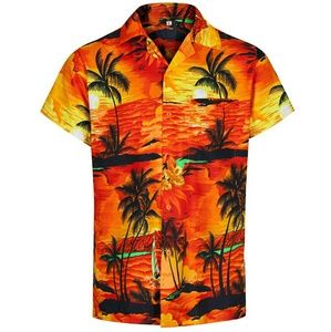 MENS HAWAIIAN SHIRT ALOHA THEMED SHIRT Size Med